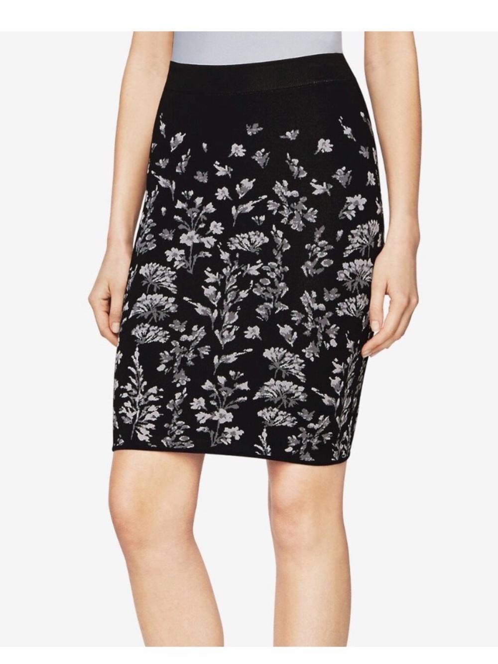 BCBG Alexa Women’s Black Floral Bandage Pencil Skirt Size M